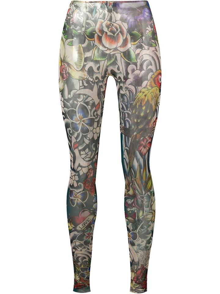 Dsquared2 Tattoo Print Leggings, Women's, Size: Medium, Polyamide/spandex/elastane