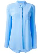 Equipment Contrast Stitch Shirt, Women's, Size: M, Blue, Silk