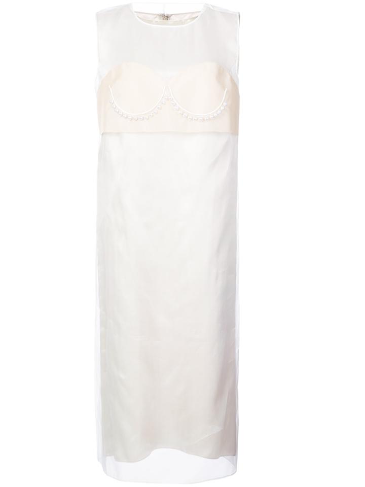Maison Margiela Embellished Shift Midi Dress - White