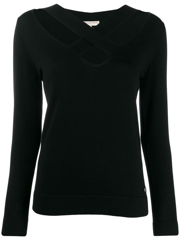Emilio Pucci Crossover Front Detail Jumper - Black