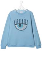 Chiara Ferragni Kids Embellished Flrting Sweatshirt - Blue