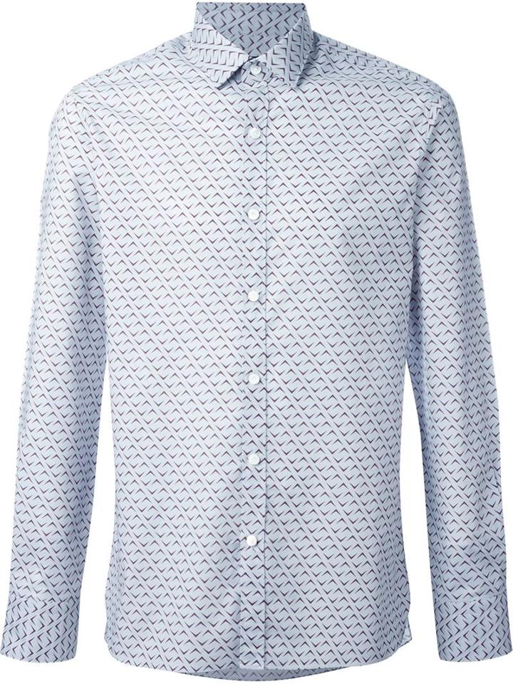 Lanvin Printed Shirt, Men's, Size: 42, Grey, Cotton
