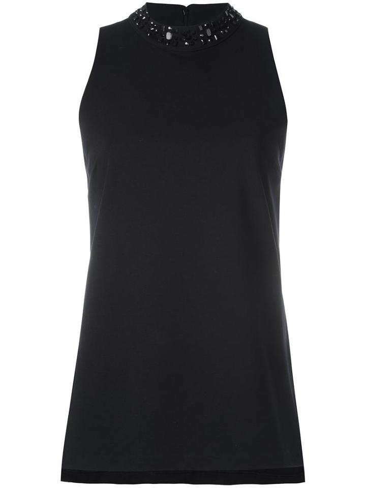 Michael Michael Kors Embellished Split Hem Tunic, Women's, Size: Xs, Black, Synthetic Resin/polyester/spandex/elastane/viscose