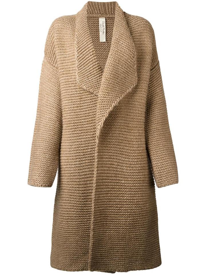 Daniela Pancheri Thick Lapels Cardi-coat, Women's, Size: Ii, Brown, Polyamide/wool/alpaca