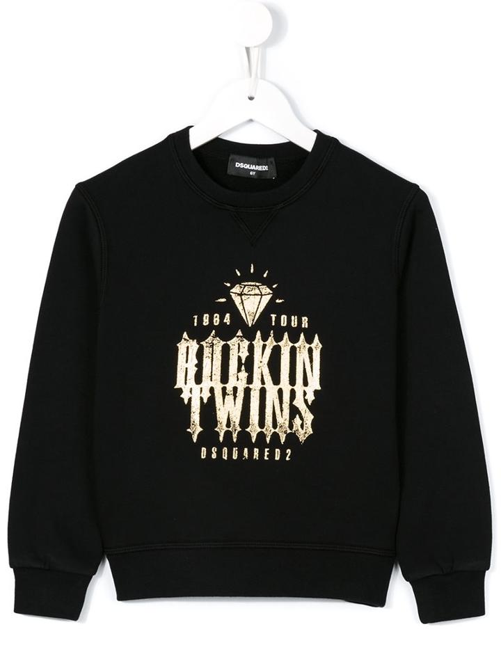 Dsquared2 Kids Rockin Twins Print Sweatshirt, Boy's, Size: 6 Yrs, Black