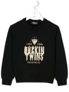 Dsquared2 Kids Rockin Twins Print Sweatshirt, Boy's, Size: 6 Yrs, Black
