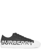 Burberry Gabardine Logo Sneakers - Black