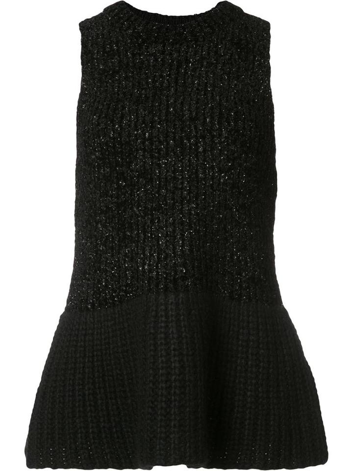 3.1 Phillip Lim Peplum Knit Tank Top, Women's, Size: Small, Black, Acrylic/polyamide/viscose/alpaca