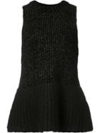 3.1 Phillip Lim Peplum Knit Tank Top, Women's, Size: Small, Black, Acrylic/polyamide/viscose/alpaca