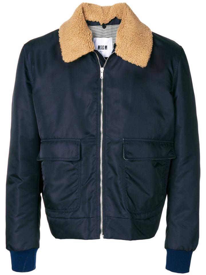 Msgm Flap Pockets Zipped Jacket - Blue