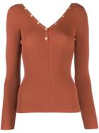 Sandro Paris Fitted Ribbed Jumper - Brown