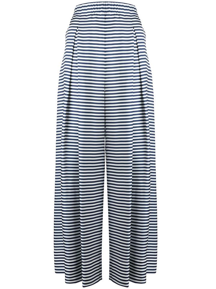 Flared Striped Pants - Women - Silk - M, Blue, Silk, P.a.r.o.s.h.