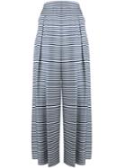 Flared Striped Pants - Women - Silk - M, Blue, Silk, P.a.r.o.s.h.