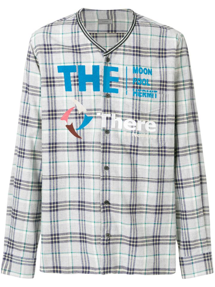 Lanvin Printed Checked Shirt - Grey