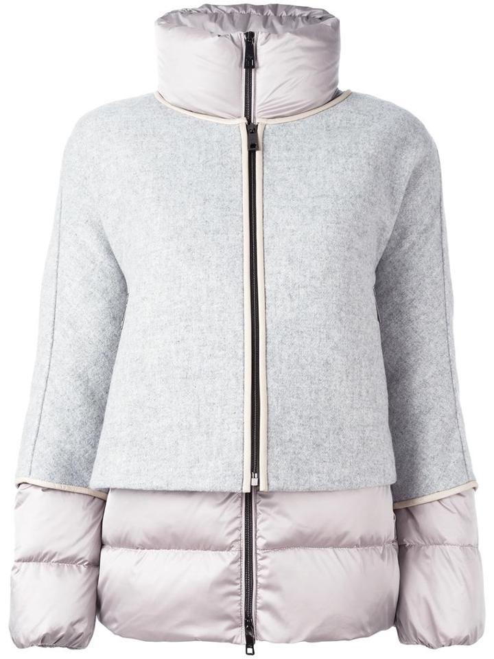 Fay - Zipped Puffer Jacket - Women - Feather Down/polyamide/polyester/wool - L, Grey, Feather Down/polyamide/polyester/wool
