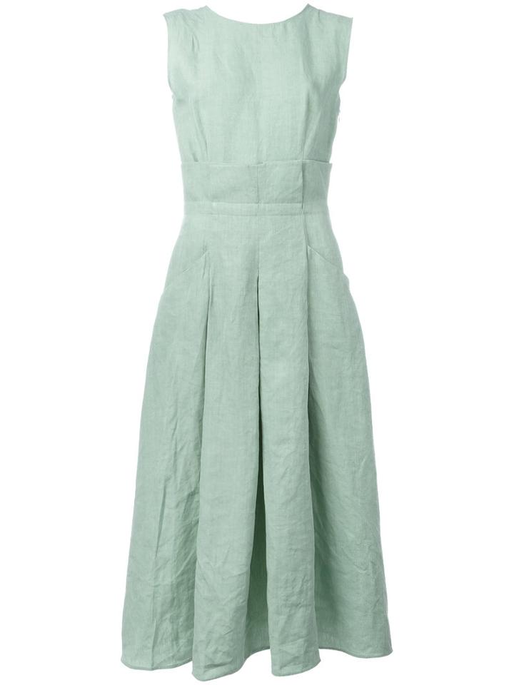 Ermanno Scervino Flared Pleated Dress, Women's, Size: 42, Green, Linen/flax