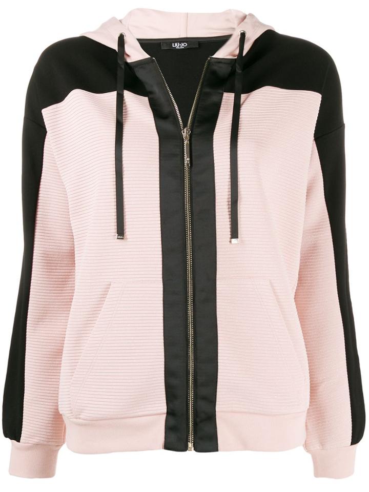 Liu Jo Ribbed Colour Block Hoodie - Pink