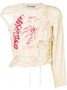 Ottolinger Perforated One Shoulder Blouse - Yellow & Orange