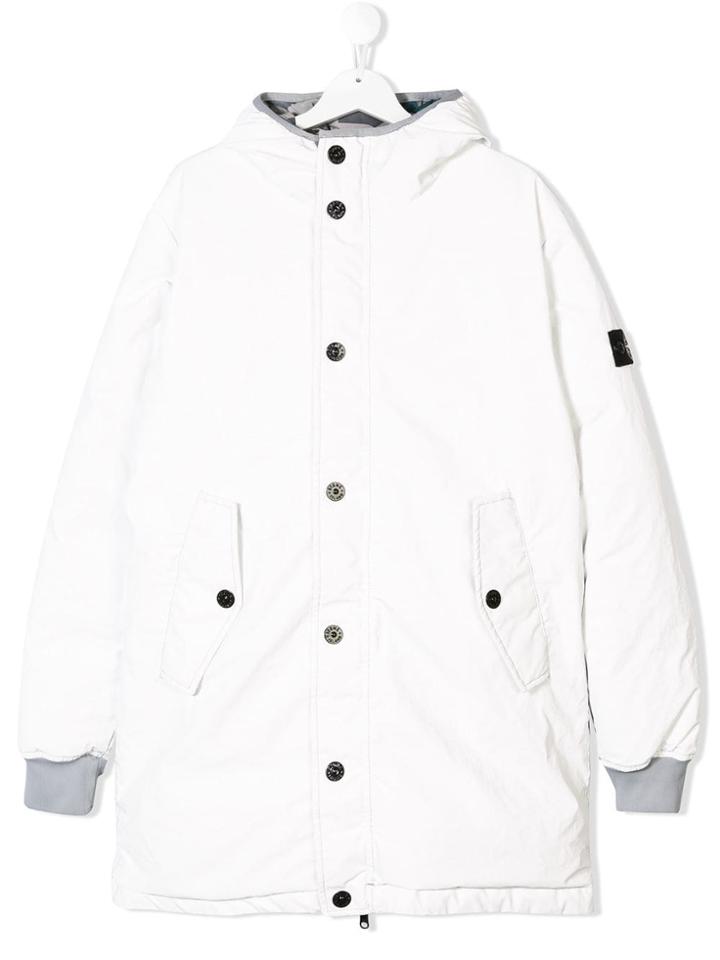 Stone Island Junior Camouflage Print Coat - White