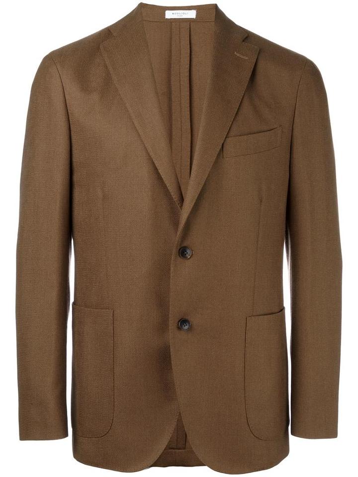 Boglioli Notched Lapel Blazer, Men's, Size: 52, Brown, Acetate/cupro/silk/wool