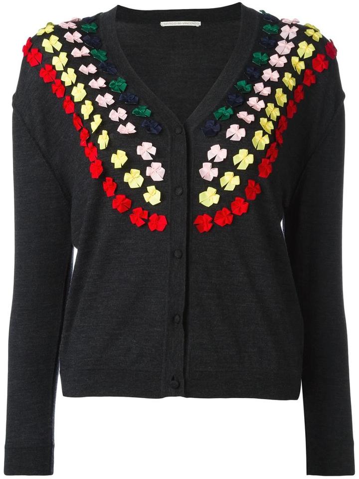 Marco De Vincenzo - Bow Embellished Cardigan - Women - Polyester/wool - 44, Grey, Polyester/wool