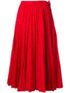 Valentino Midi Pleated Skirt - Red