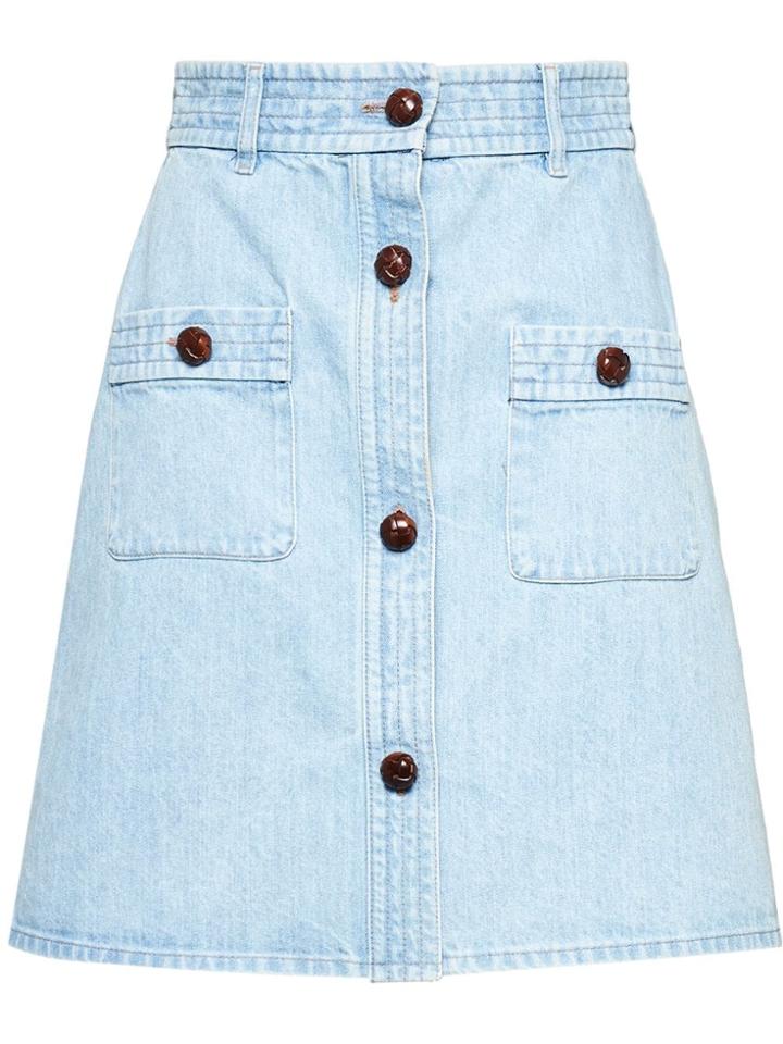 Miu Miu Bleached Denim Skirt - Blue