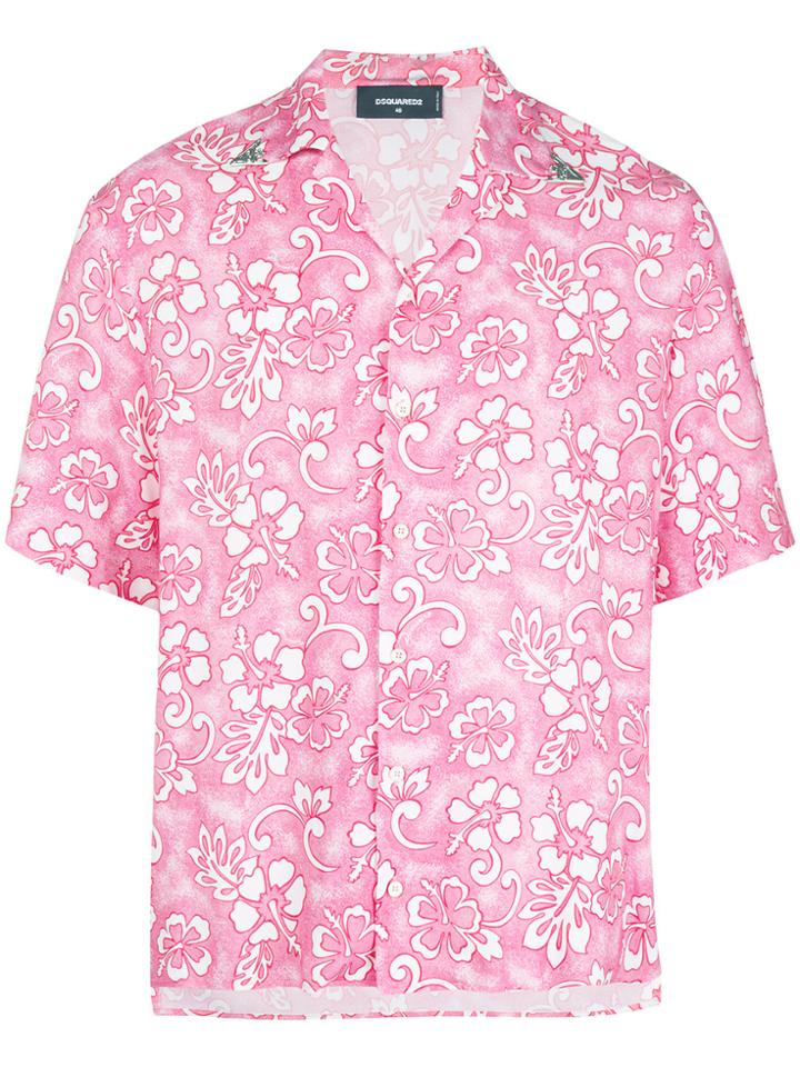 Dsquared2 Hawaiian Print Shirt - Pink & Purple