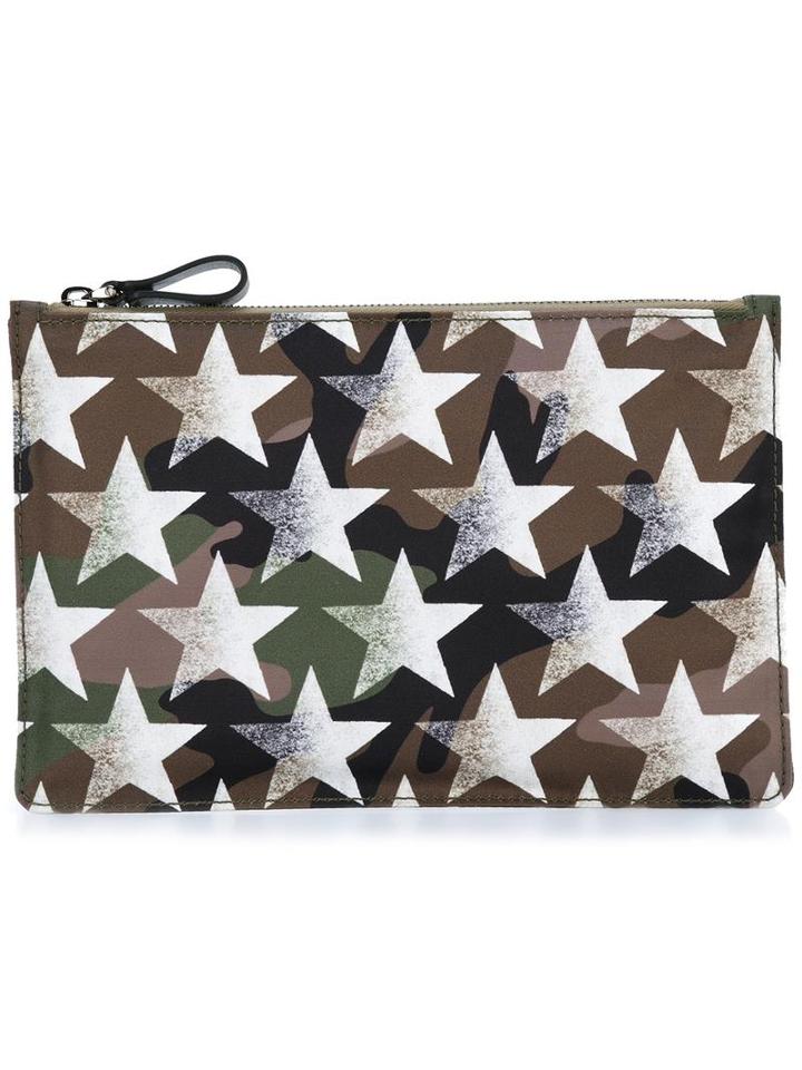 Valentino Valentino Garavani Camustars Clutch, Men's, Green, Leather/polyamide