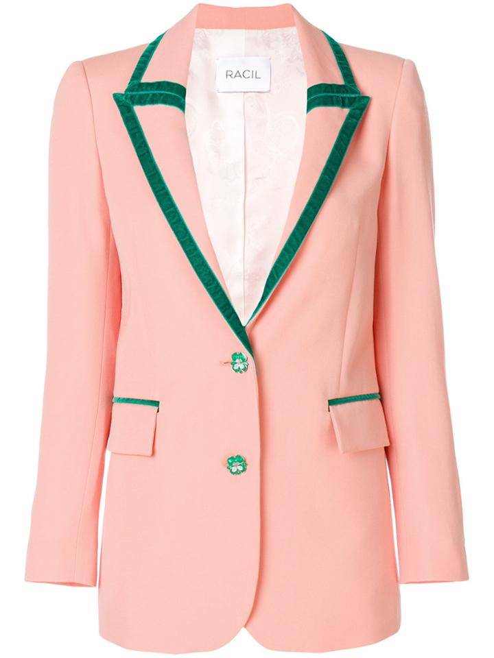 Racil Contrast Piped Trim Blazer - Pink & Purple