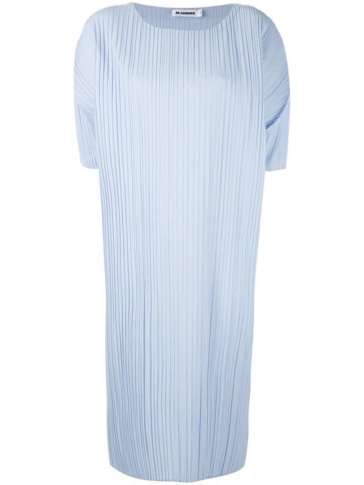 Jil Sander - Shift Ribbed Dress - Women - Cotton/polyester - 34, Blue, Cotton/polyester