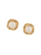 Chanel Vintage Twisted Edges Round Earrings - Metallic