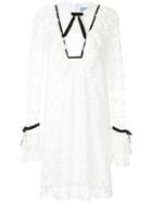 Macgraw Floral Lace Frill Dress - White