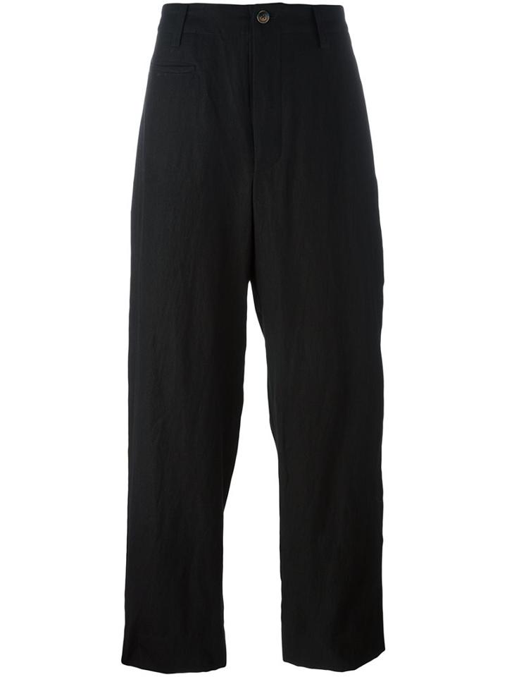 Uma Wang 'tokyo' Trousers, Men's, Size: Small, Black, Virgin Wool/cotton/ramie