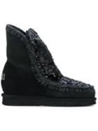 Mou Sequin Embroidered Boots - Black