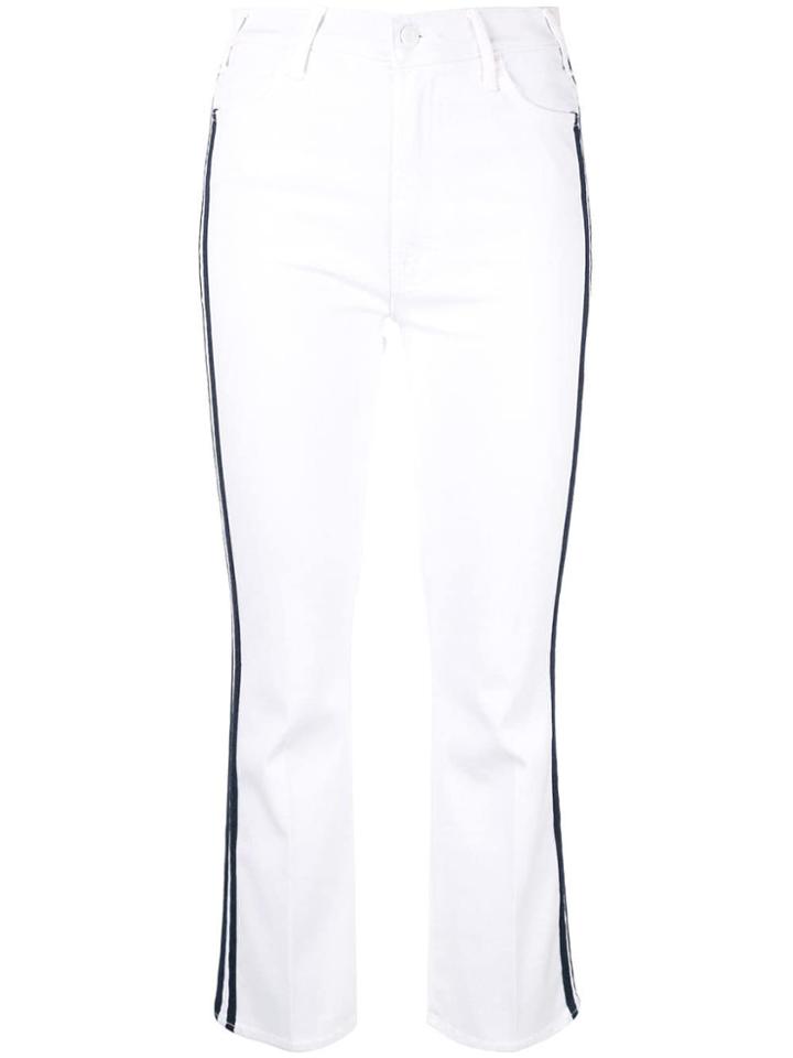 Mother Striped Cropped Jeans - White