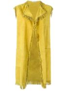 P.a.r.o.s.h. 'mindie' Sleeveless Coat, Women's, Size: Small, Yellow/orange, Leather