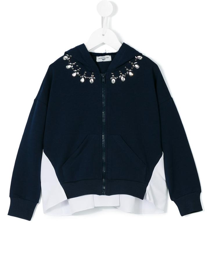 Monnalisa - Crystal Embellished Bomber Jacket - Kids - Cotton/polyester/spandex/elastane - 10 Yrs, Blue