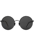 Burberry Check Detail Round Frame Sunglasses - Black