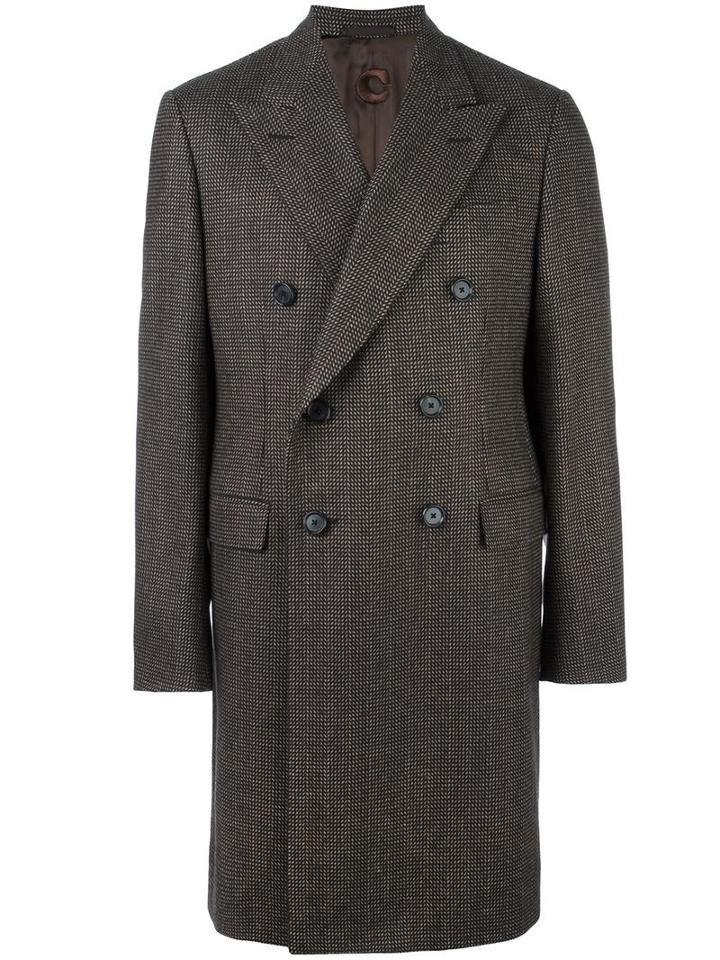 Caruso Double Breasted Coat, Men's, Size: 50, Brown, Wool/viscose