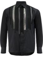 Shiro Sakai Shigoto X Shiro Sakai Striped Applique Shirt - Black