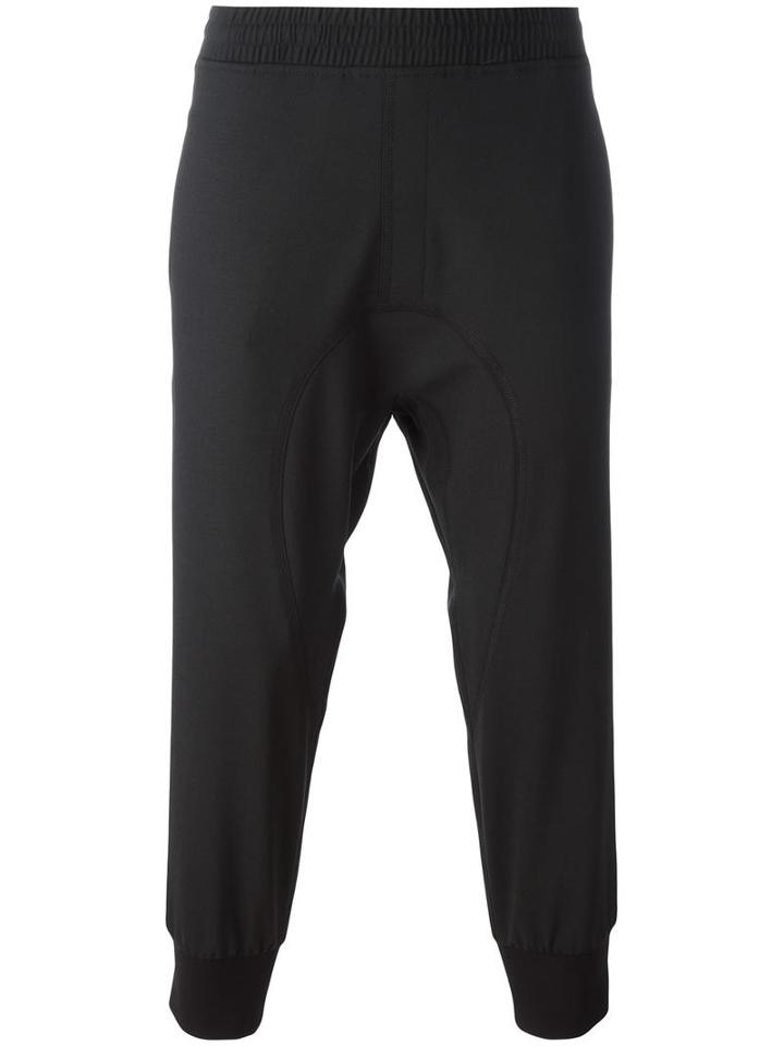 Neil Barrett Elasticated Waistband Track Pants, Men's, Size: 46, Black, Polyester/spandex/elastane/virgin Wool/silk