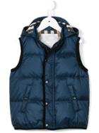Burberry Kids Quilted Hooded Gilet, Boy's, Size: 10 Yrs, Blue