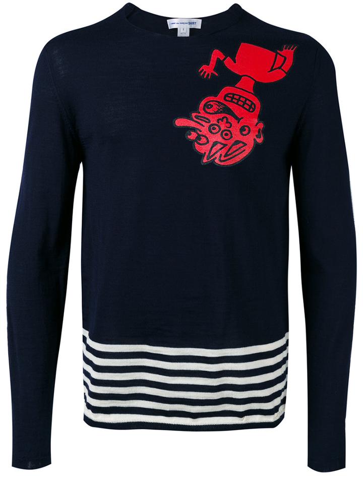 Patterned Knitted Sweater - Men - Wool - Xl, Black, Wool, Comme Des Garçons Shirt