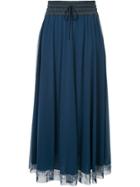Tu Es Mon Trésor Message Patchwork Mesh Maxi Skirt - Blue