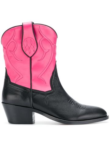 Sonora Colour Block Cowboy Boots - Black