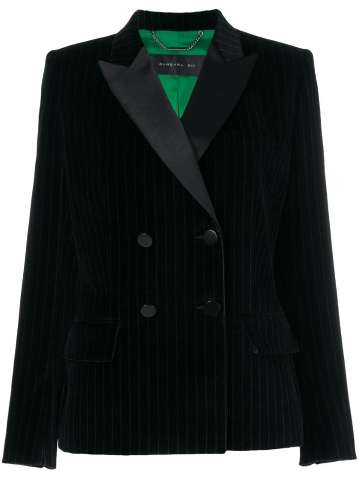 Barbara Bui Striped Double Breasted Blazer - Black