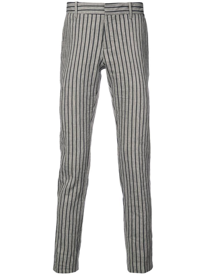 Tom Rebl Striped Skinny Trousers - Brown