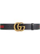 Gucci Web Belt With Double G Buckle - Green