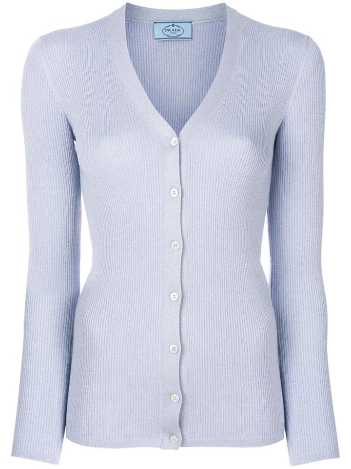 Prada V-neck Cardigan - Blue
